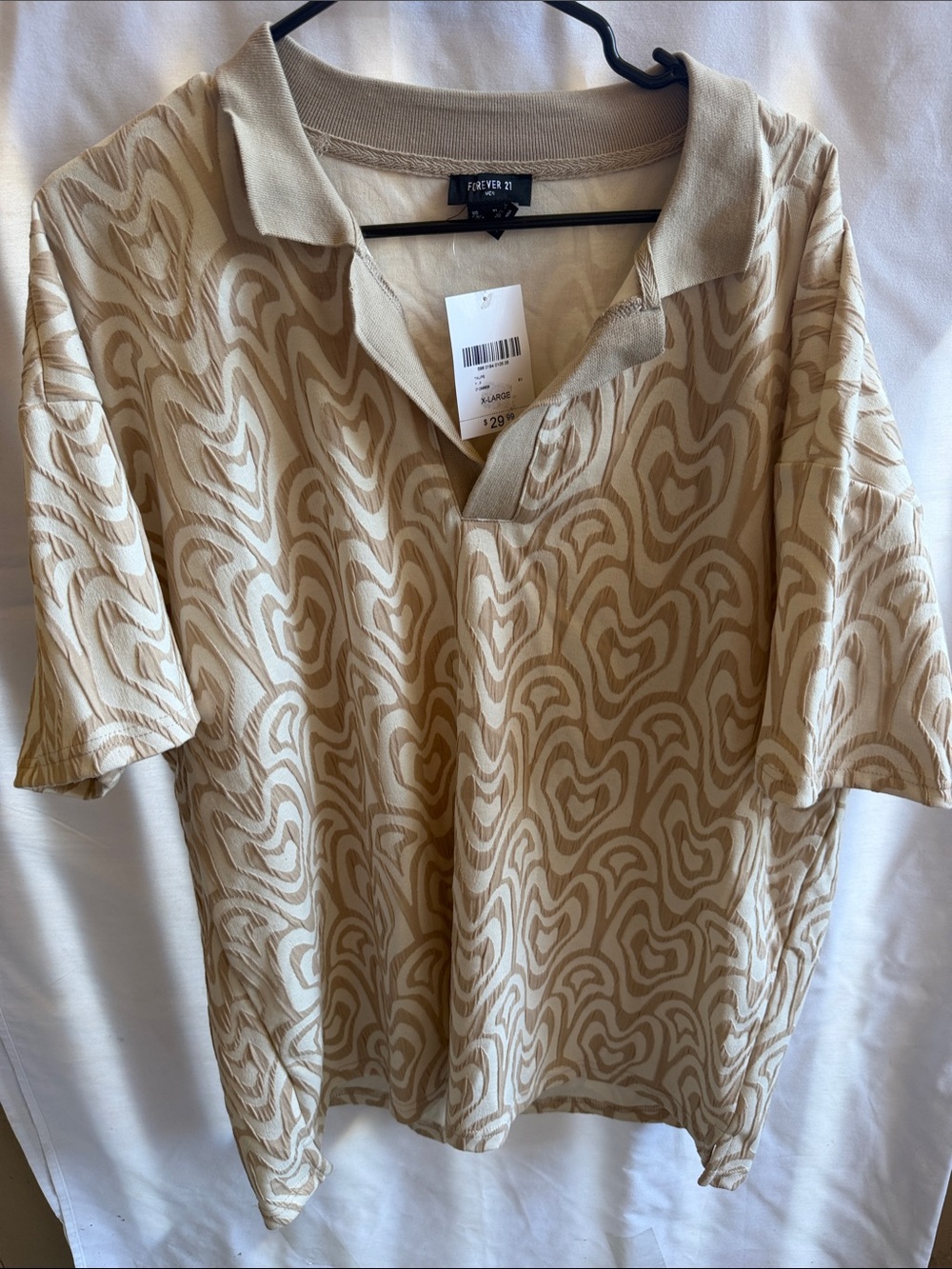 Forever 21 Tan Swirl-Pattern Polo Shirt
